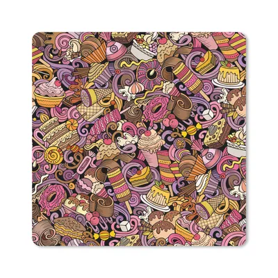 Produktbild von MuchoWow® Mauspad Mousepad Lebensmittel - Torte - Muster - Design - Donut - Kind 20x20 cm - Mousepads - Maus Mat - Pad - Mausunterlage - Desk Mat - Bureauartikeln