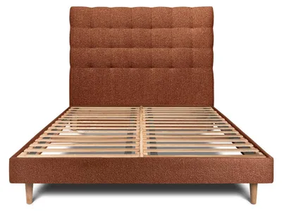 Produktbild von Bett mit gepolstertem Kopfteil – Bouclé-Stoff - 135x190 cm