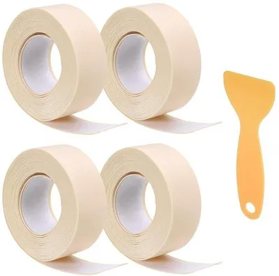 Immagine prodotto di Nastro sigillante in PVC impermeabile per cucina e bagno - 4 rotoli, 1,5 x 25,5 m - Beige - Autoadesivo
