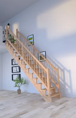 Produktbild von Holztreppe Lindos (Eiche) in gerader Ausführung-100 cm-Holz-Holz Design Geländer-beidseitig-ohne Setzstufen
