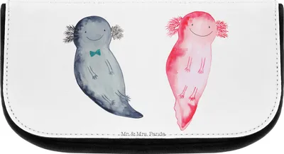 Produktbild von Mr. & Mrs. Panda Kulturtasche Axolotl Freundin - Weiß - Geschenk, Axolot, kosmetiktäschchen, Valentinstag, Waschbeutel, Liebe, Kulturbeutel, Organizer
