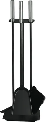 Obrázek produktu pro Krbová sada, 3dílná sada, s rukojeťmi z nerezové oceli, černá, výška: 62 cm