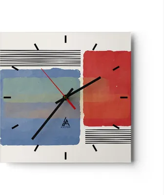 Produktbild von Wanduhr - Quadrat - Glasuhr - Stück Geometrisch Rechtecke - 30x30cm - Schleichendes Uhrwerk - Lautlos - zum Aufhängen bereit - Dekoration Modern - Wanddekoration aus Glas - C3AC30x30-4809