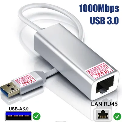 Produktbild von Silber USB A auf LAN Adapter Netzwerk Ethernet Konverter USB3.0 Gigabit LAN RJ45