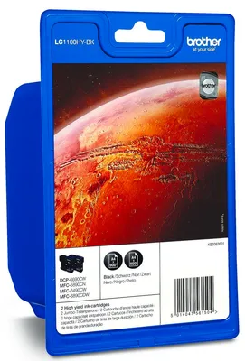 Produktbild von Brother LC1100HY-BK - 2er-Pack - Hohe Ergiebigkeit - Schwarz - original - Blisterverpackung - Tintenpatrone - für Brother DCP-6690CW, MFC-5890CN, MFC-6490CW, MFC-6890CDW