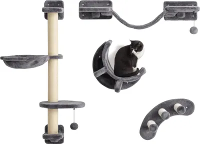 Immagine prodotto di PawHut Parete da arrampicata per gatti, set da 4 pezzi con amaca