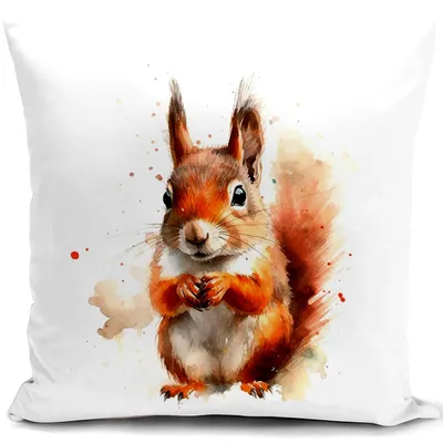Produktbild von Kissenbezug 40x40 cm mit Eichhörnchenmotiv, Dekokissen für Sofa, Zierkissen, Sofabezug, Schlafzimmer, Wohnzimmer, dekoratives Kissen