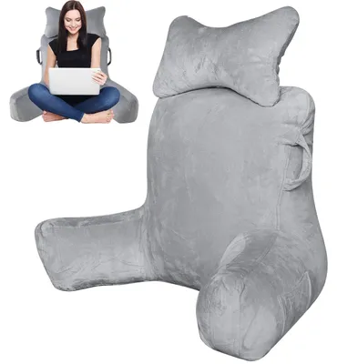 Image de Coussin de lecture extra large pour lit et canapé 90x80cm avec rouleau cervical et bras