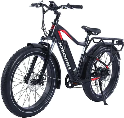 Produktbild von JOBOBIKE E-Bike Elektrofahrrad E-Mountainbike Robin, 26 Zoll Fat-Reifen Elektrobike, LG Akku 250w Heckmotor Gang SHIMANO Acera Schaltwerk, Kettenschaltung, Aluminium-Rahmen, mechanische Scheibenbremse  damen heren