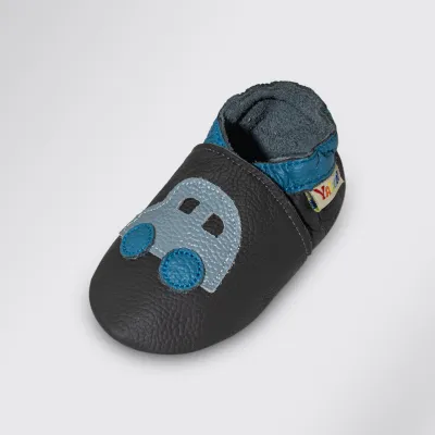 Produktbild von YALION Lauflernschuh weiches Leder Baby Krabbelschuhe Auto Grau 18/19EU