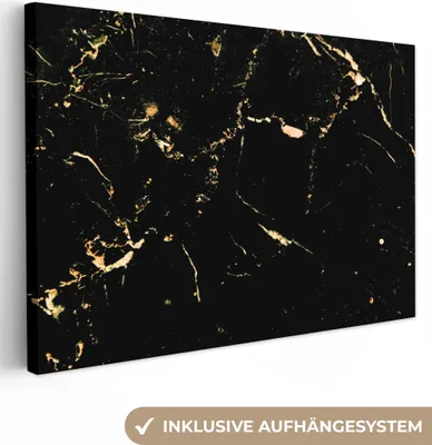 Produktbild von OneMillionCanvasses® - Leinwandbilder - 140x90 cm, Marmor - Limette - Schwarz - Gold, Wandbilder Kunstdruck Wanddekoration