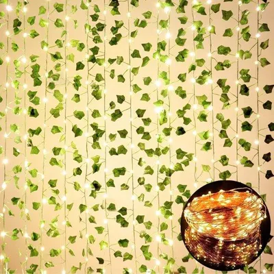 Image de Plante grimpante artificielle de 25 m avec 200 LED pour la maison et le jardin