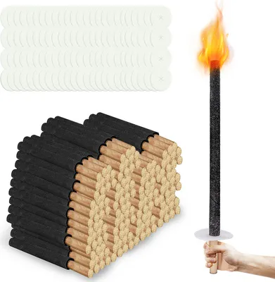 Image de Jopassy Torches de cire avec protection des mains Torches pour l'extérieur, torches temps de combustion 45 min pour le jardin en plein air 200 pièces