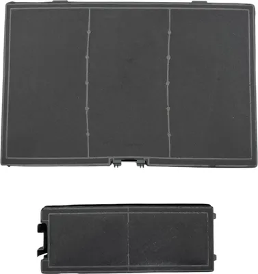 A top-down view and a side view of a charcoal filter.