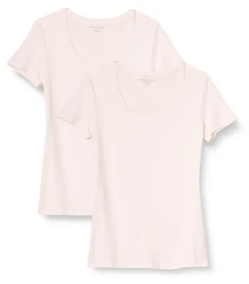 Produktbild von Amazon Essentials Damen T-Shirt mit U-Ausschnitt, Weiß, X-Large