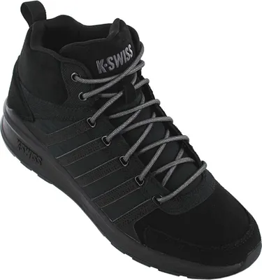 A black K-Swiss mid-top sneaker.