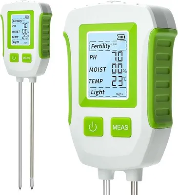 Zdjęcie produktu dla Miernik parametrów gleby do ogrodu, miernik pH 5 w 1, mierzący temperaturę, wilgotność powietrza i natężenie światła, bardzo dokładny miernik parametrów gleby do ogrodów, roślin ogrodowych i doniczkowych