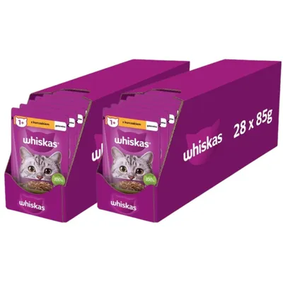 Produktbild von Whiskas Adult Nassfutter für Katzen Frischebeutel Huhn Gelee Megapack 2x28x85g