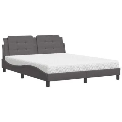 Produktbild von Bett mit Matratze "Zadar" Grau 160x200 cm Kunstleder