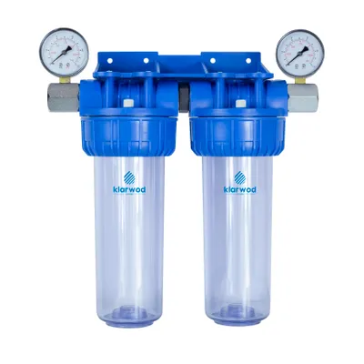 Produktbild von Wasserfilter Set 1 Zoll 2-stufig mit 2 Manometern Vorfilter Messing