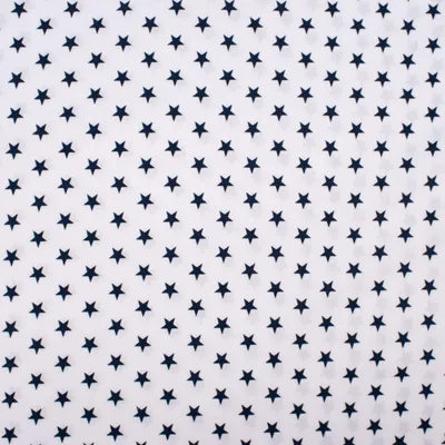 Produktbild von Baumwollstoff Meterware Sterne 1x1cm weiß dunkelblau 140cm