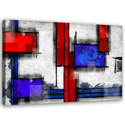 Produktbild von Leinwandbild geometrische abstraktion 100x70 cm Feeby rot wandbild bereit zum aufhängen