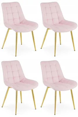 Imagen del producto de Sillón - Leobert - Bera - Terciopelo rosa claro / Patas doradas - 54 x 60 x 88 cm - Juego de 4