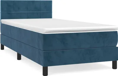 Produktbild von vidaXL Boxspringbett mit Matratze Dunkelblau 90x190 cm Samt