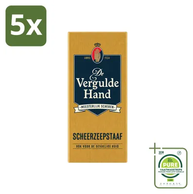 Imagen del producto de 5 pastillas de jabón para afeitar "De Vergulde Hand" - 75 g cada una - Paquete grande - 5 unidades