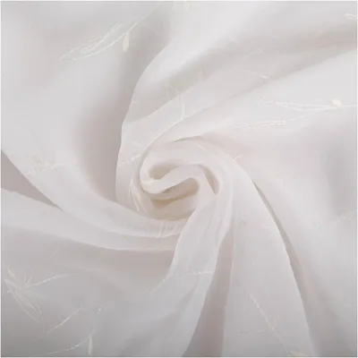 Produktbild von Brautstoff Meterware hauchzart transparent mit Blätterstickerei weiß 140cm