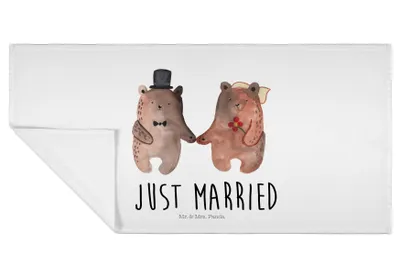 Produktbild von Mr. & Mrs. Panda Handtuch Bär Heirat - Weiß - Geschenk, 50x100, Baumwollhandtuch, Teddy, gesichtshandtuch, Verheiratet Heirate Hochzeit Hochzeitsgeschenk Hochzeitspaar