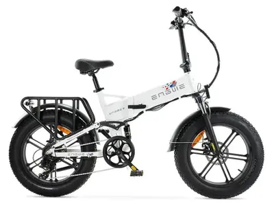 Image de ENGWE Engine X - Vélo électrique pliant avec antivol à chaîne - 20 pouces - Moteur 250W - Autonomie 100 km - 7 vitesses - Freins à disque mécaniques - Batterie 624Wh - Fourche suspendue - Blanc