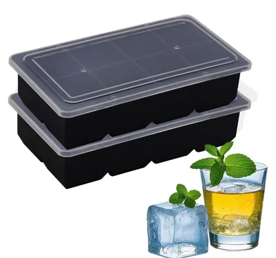 Produktbild von Eiswürfelbehälter Silikon mit Deckel 2er Set 16 Fächer für Gefrierschrank Cocktails Saft