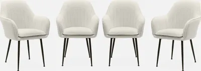 Produktbild von sweeek - 4er Set Bouclé Sessel mit Metallbeinen - Kunstlammfell Weiß