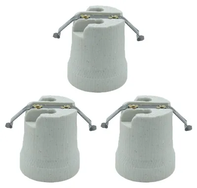 3er Set E27 Keramik-Lampenfassung mit Schraubgewinde