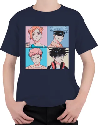 Zdjęcie produktu dla Jujutsu Kaisen Plakat anime Gojo Itadori Fushiguro Kugisaki Koszulka dziecięca uni , granatowy, 104