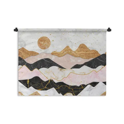 Produktbild von MuchoWow® Wandteppich Wandbehang Marmor - Gold - Pastell 90x67.5 cm Tapisserie Dekoration Wandtuch - Fototeppich - Wand-Skulpturen