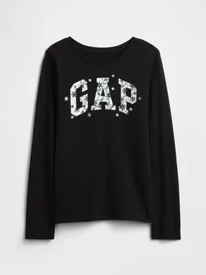 Produktbild von GAP Kinder Langarm T-Shirt für Mädchen mit Logo, Rundhalsausschnitt, Größe S