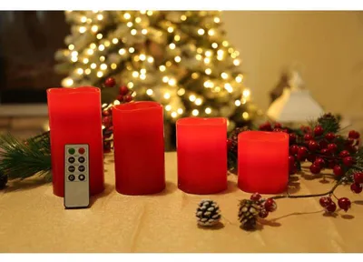 Produktbild von 12x LED Echtwachs Kerzen 4er Set Teelichter Tischdekoration Leuchten Weihnachten