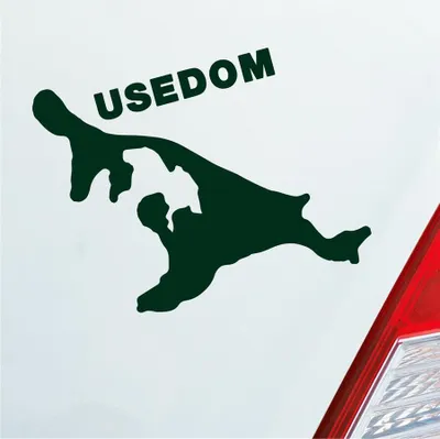 Produktbild von Auto Aufkleber USEDOM Spaß Insel Deutschland Urlaub 10x9 cm Dunkelgrün Sticker Heckscheibenaufkleber