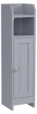 Produktbild von Schmaler Badezimmerschrank, graues MDF, verstellbare Einlegeböden, 20 x 18 x 80 cm