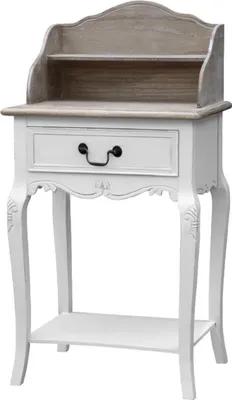 Produktbild von FURNLUX Beistelltisch Rimini Weiss Braun Und Weiss 49cm / Hauptfarbe: Weiß / Abmessungen: 49 x 94 x 36 cm