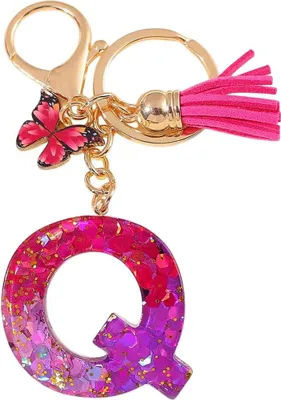 Image de Porte-clés Alphabet Q / Rose / Papillon - Unique KP37961