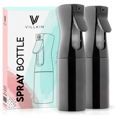 Produktbild von Villkin Sprühflasche - 2er Set – Superfeiner Sprühnebel | 200 ml | 5-Sekunden-Dauerstrahl | Vielseitig einsetzbar für Haarstyling, Pflanzen, Reinigung