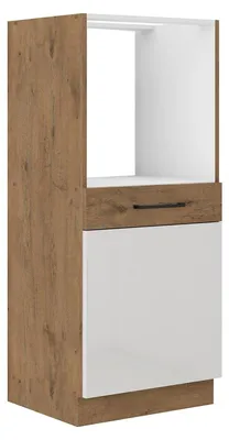 Produktbild von Vigo Midischrank 60 Eiche Lancelot Weiß Hochglanz Küchenzeile Küchenblock Küche