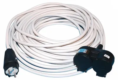 Produktbild von Verlängerungskabel PVC H05VV-F 3G2,5 Weiß mit Mehrfachverteiler 2-fach Steckdosen 30m