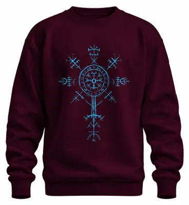 Produktbild von Vegvisir Wikinger Runenkompass Nordisch Schutzsymbol Sweatshirt Pullover, Burgundy, XL