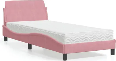 Produktbild von vidaXL Bett mit Matratze "Dover" Rosa 90x200 cm Samt