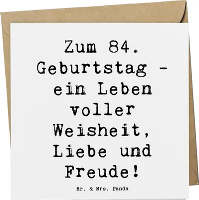Produktbild von Mr. & Mrs. Panda Grußkarte Spruch 84. Geburtstag - Weiß - Geschenk, faltkarte, Liebe, Erfahrungen, Happy Birthday, doppelkarte, anlasskarte, Jubiläum, Alter, Klappkarte