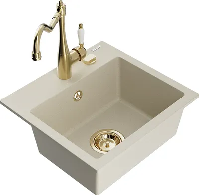 Produktbild von Mexen Milo 1-Becken-Granit-Spüle mit Mischbatterie Carla, Beige - 6505-69-670700-50